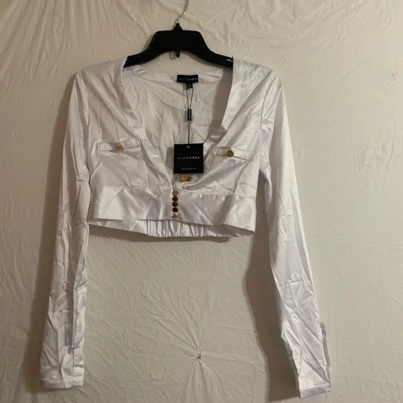 JLUXLABEL white Satin Crop Tops Brand New NWT - Picture 6 of 8